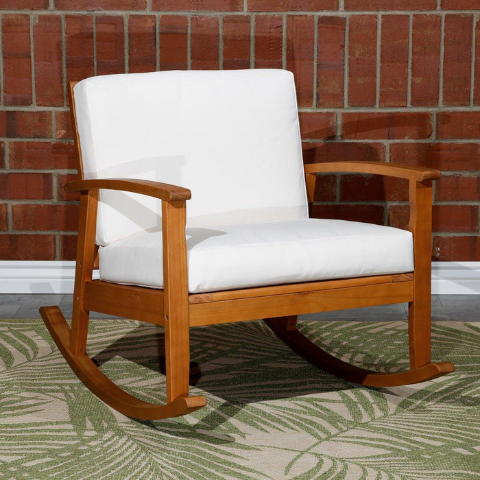 Longs Peak Eucalyptus Outdoor Deep Seat Rocker with Cushions