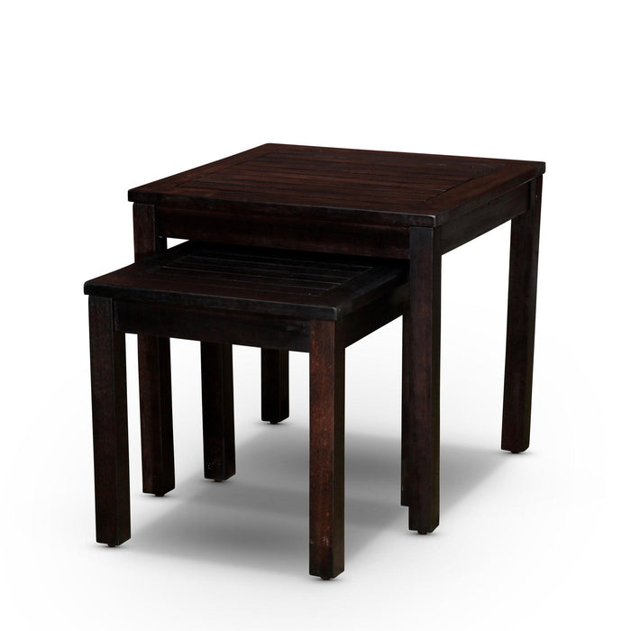 Longs Peak Eucalyptus Outdoor Nesting Tables 2-Piece Set Espresso