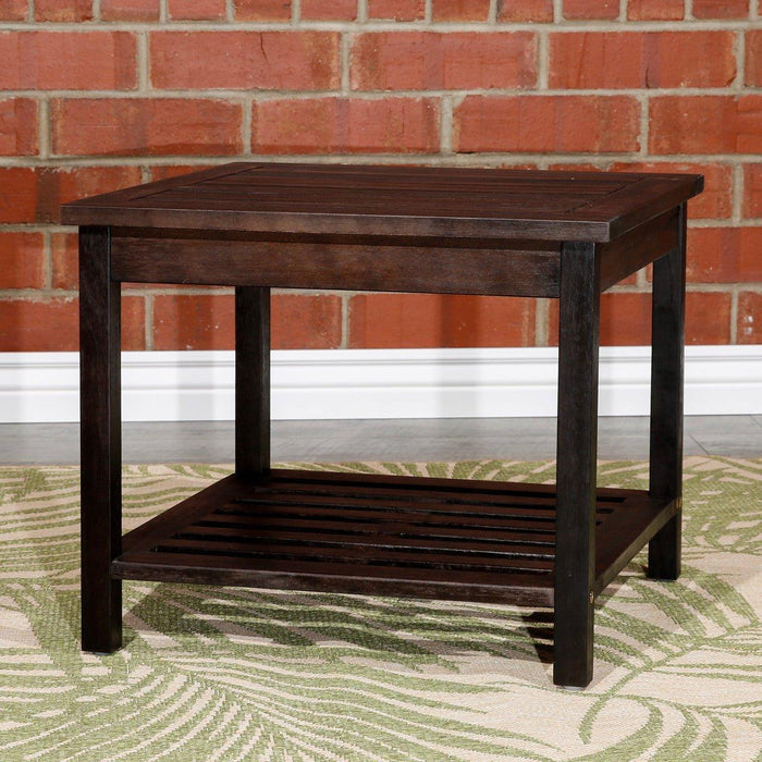 Longs Peak Eucalyptus Outdoor Two Shelf Side Table