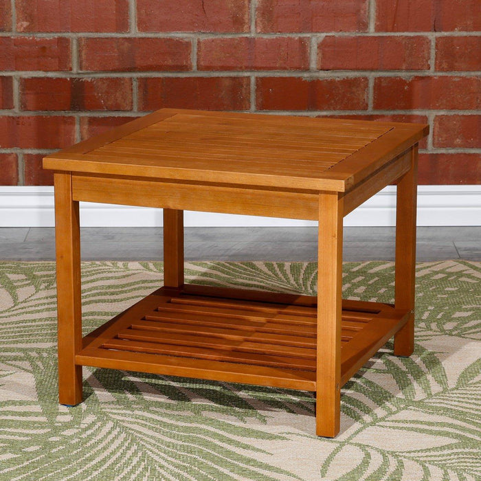 Longs Peak Eucalyptus Outdoor Two Shelf Side Table