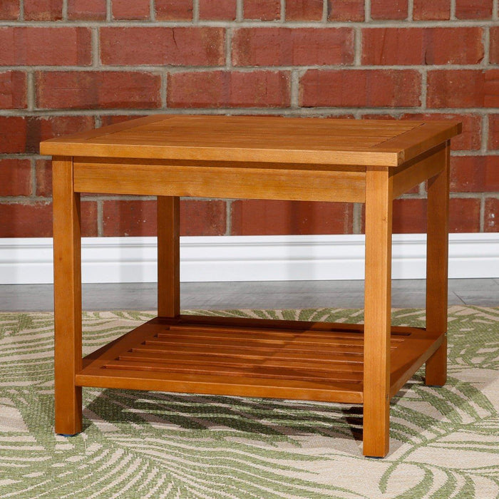 Longs Peak Eucalyptus Outdoor Two Shelf Side Table