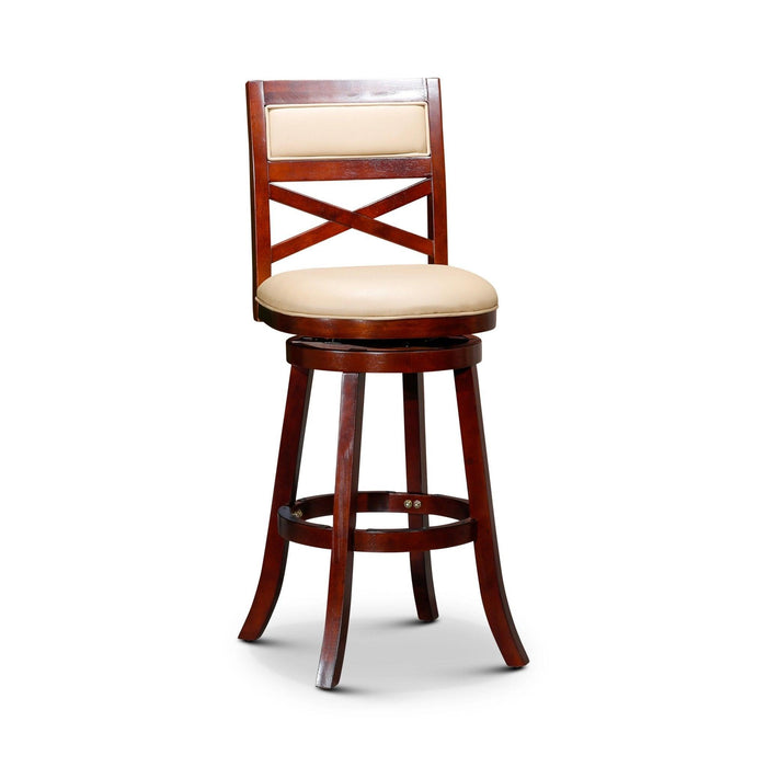 Meeker Bonded Leather X Back Swivel Stool, 24" Counter Stool or 30" Bar Stool 30" Bar Height Cherry Bone Leather