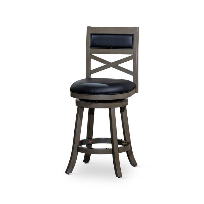 Meeker Bonded Leather X Back Swivel Stool, 24" Counter Stool or 30" Bar Stool 30" Bar Height Weathered Gray Black Leather