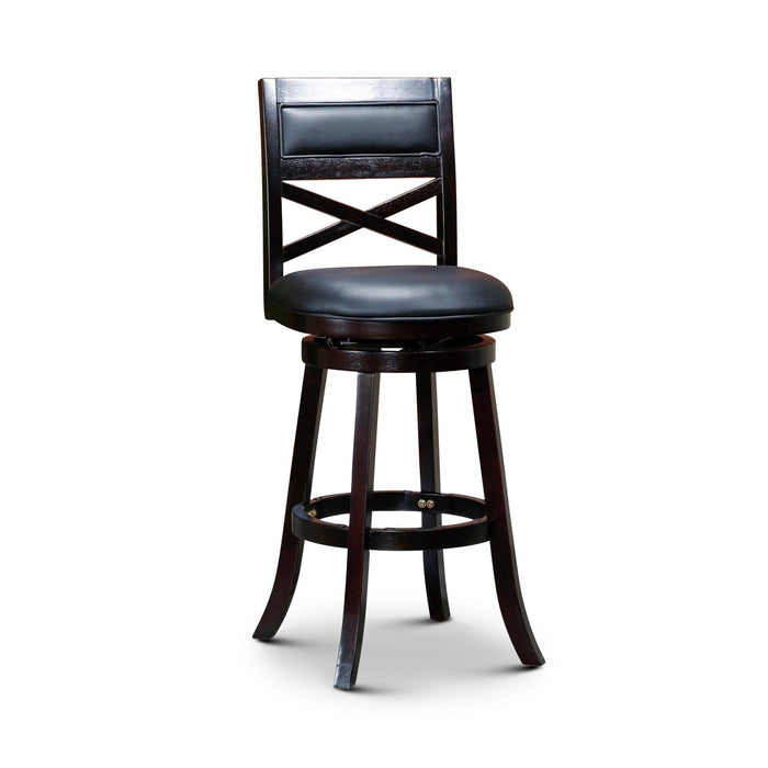 Meeker Bonded Leather X Back Swivel Stool, 24" Counter Stool or 30" Bar Stool 30" Bar Height Espresso Black Leather