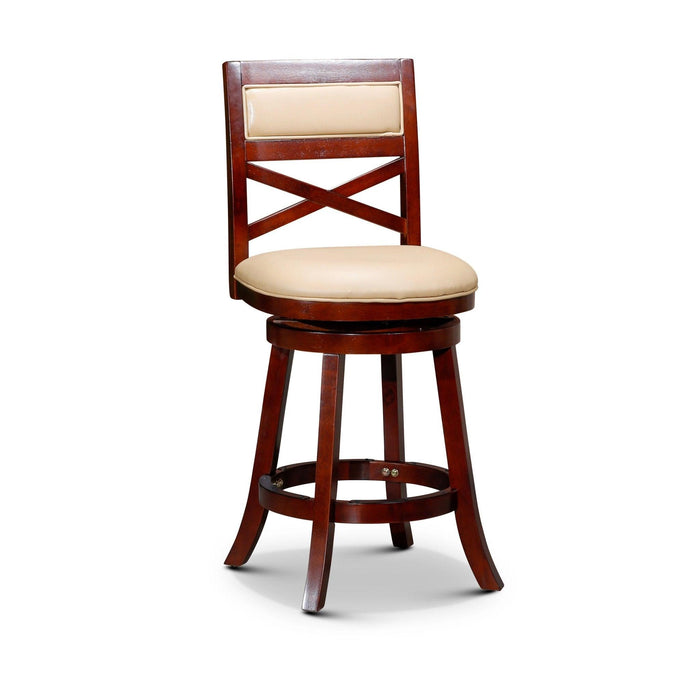 Meeker Bonded Leather X Back Swivel Stool, 24" Counter Stool or 30" Bar Stool 24" Counter Height Cherry Bone Leather