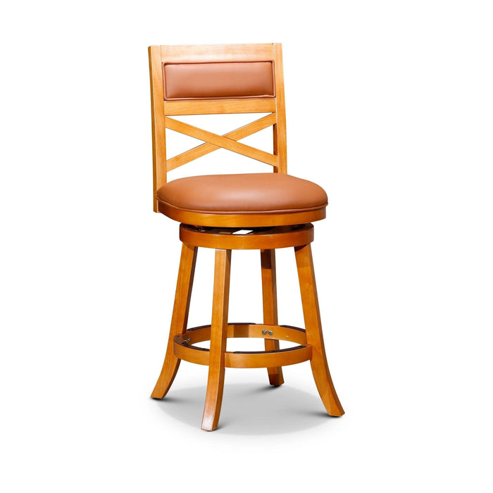 Meeker Bonded Leather X Back Swivel Stool, 24" Counter Stool or 30" Bar Stool 24" Counter Height Natural Saddle Leather