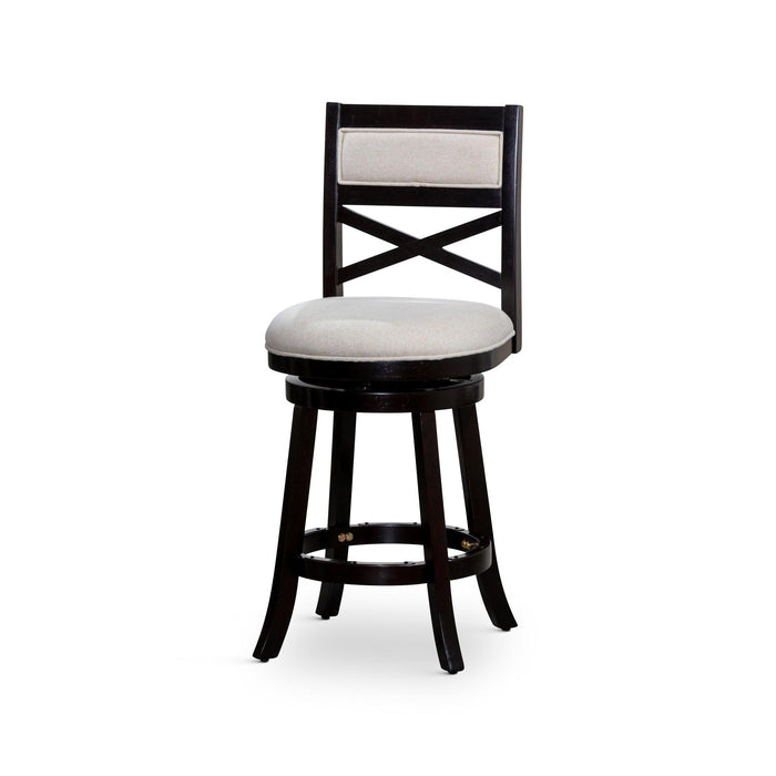 Meeker X Back Premium Fabric Swivel Stool, 30” Bar Stool or 24" Counter Stool 24" Counter Height Espresso Beige Fabric