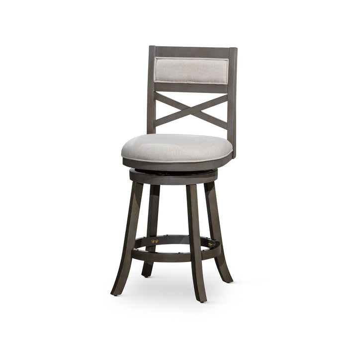 Meeker X Back Premium Fabric Swivel Stool, 30” Bar Stool or 24" Counter Stool 30" Bar Height Weathered Gray Beige Fabric