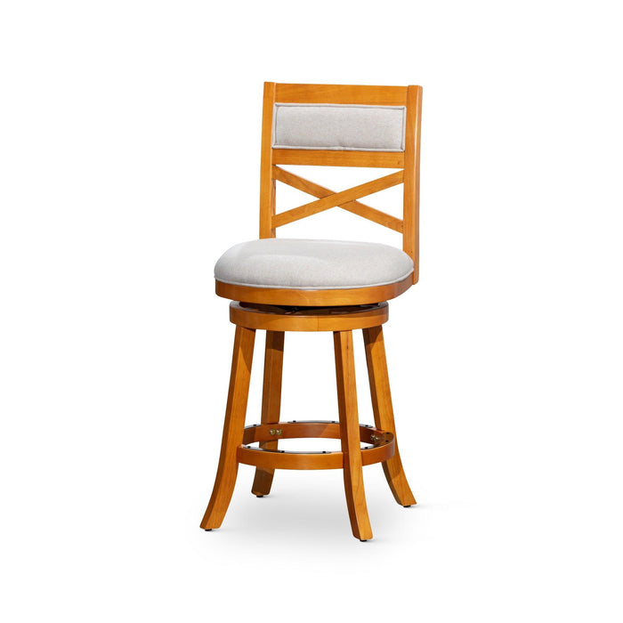 Meeker X Back Premium Fabric Swivel Stool, 30” Bar Stool or 24" Counter Stool 30" Bar Height Natural Beige Fabric