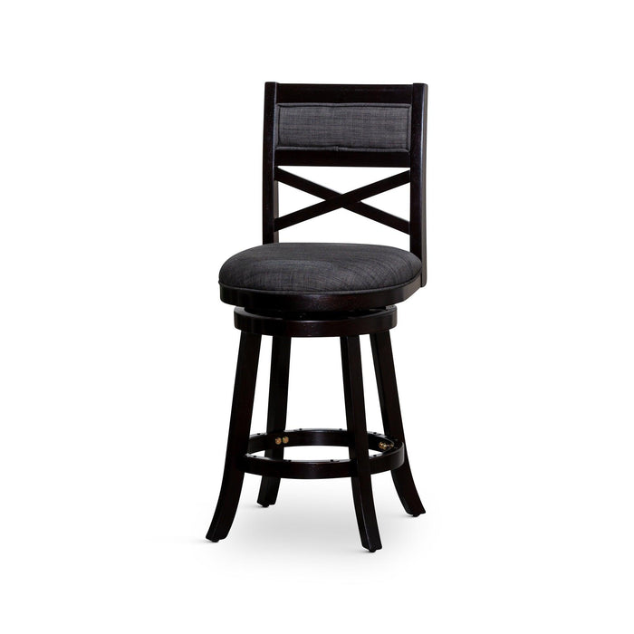 Meeker X Back Premium Fabric Swivel Stool, 30” Bar Stool or 24" Counter Stool 30" Bar Height Espresso Charcoal Fabric