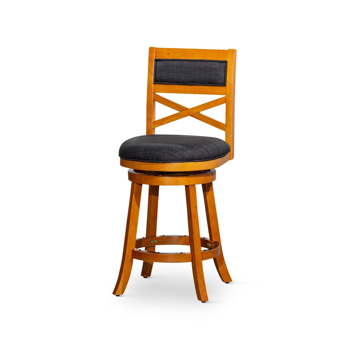 Meeker X Back Premium Fabric Swivel Stool, 30” Bar Stool or 24" Counter Stool 30" Bar Height Natural Charcoal Fabric