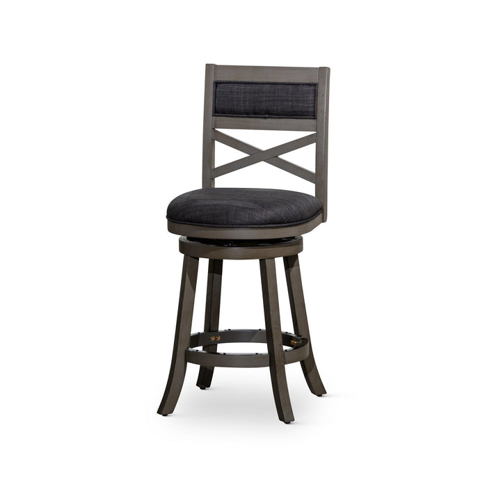 Meeker X Back Premium Fabric Swivel Stool, 30” Bar Stool or 24" Counter Stool 30" Bar Height Weathered Gray Charcoal Fabric