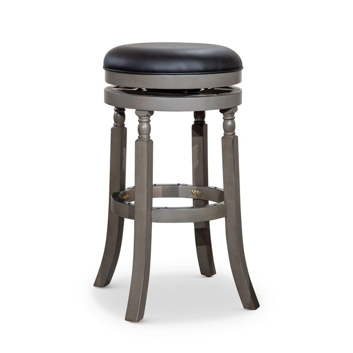 Palmer Lake Swivel Stool, 30” Bar Height or 24” Counter Height 30" Bar Height Weathered Gray Black Leather