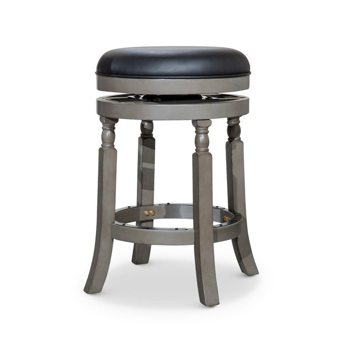 Palmer Lake Swivel Stool, 30” Bar Height or 24” Counter Height 24" Counter Height Weathered Gray Black Leather