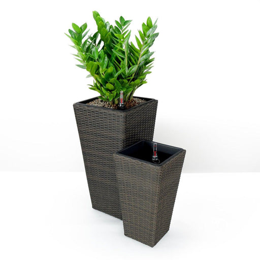 Set of 2 CATLEZA 10.6-inch and 13.8-inch Square Wicker Planters - DTYStore