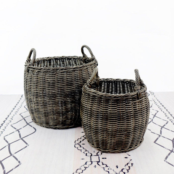 Set of 2 CATLEZA 13-inch and 16.5-inch Wicker Baskets