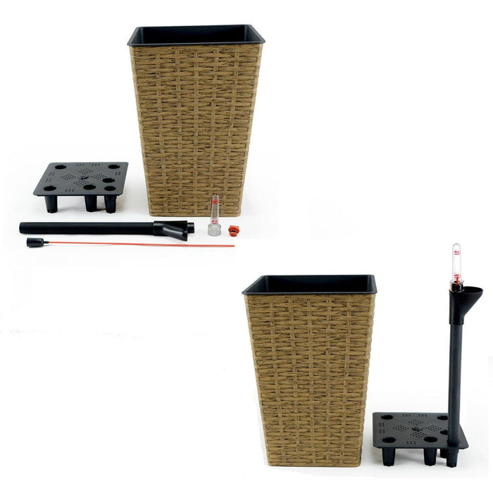 Set of 2 CATLEZA 7-inch and 9.4-inch Square Wicker Planters