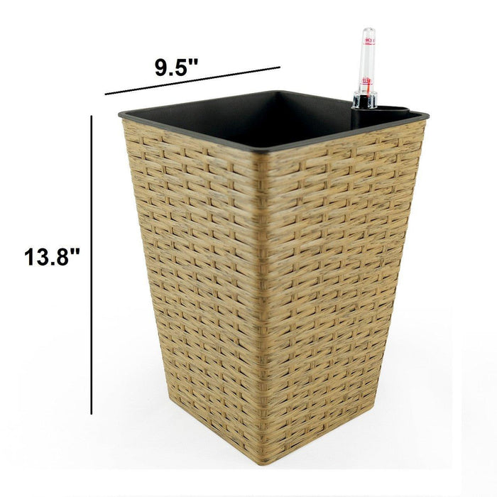 Set of 2 CATLEZA 7-inch and 9.4-inch Square Wicker Planters