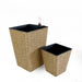 Set of 2 CATLEZA 7-inch and 9.4-inch Square Wicker Planters Natural Brown