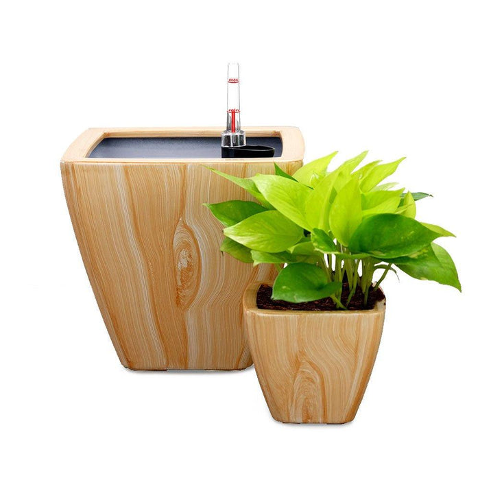 Set of 2 CATLEZA Cone Planters Square Imitation Pine