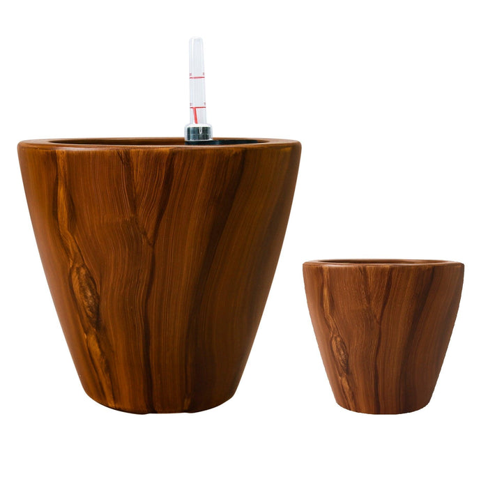 Set of 2 CATLEZA Cone Planters Round Imitation Wood