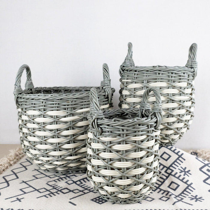 Set of 3 CATLEZA 12.6-inch, 15-inch and 17.7-inch Wicker Baskets