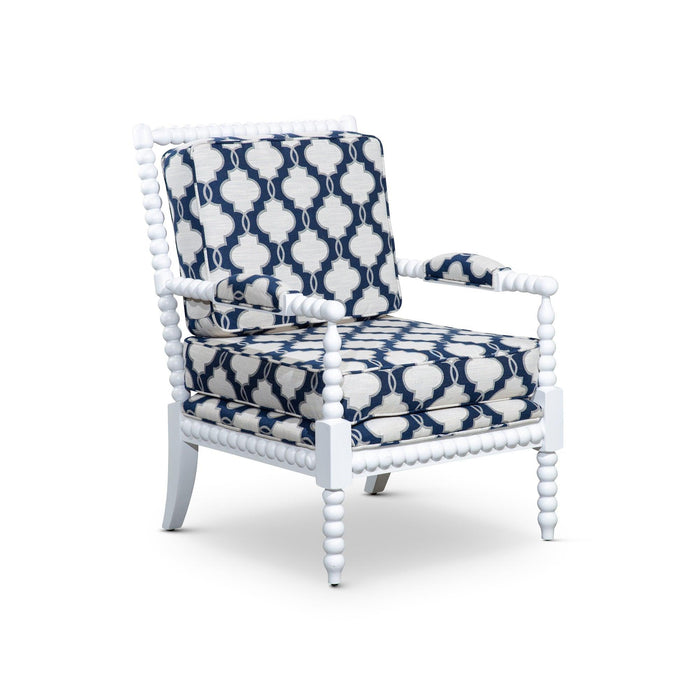 Silverthorne Spindle Chair White Navy Moroccan Tile