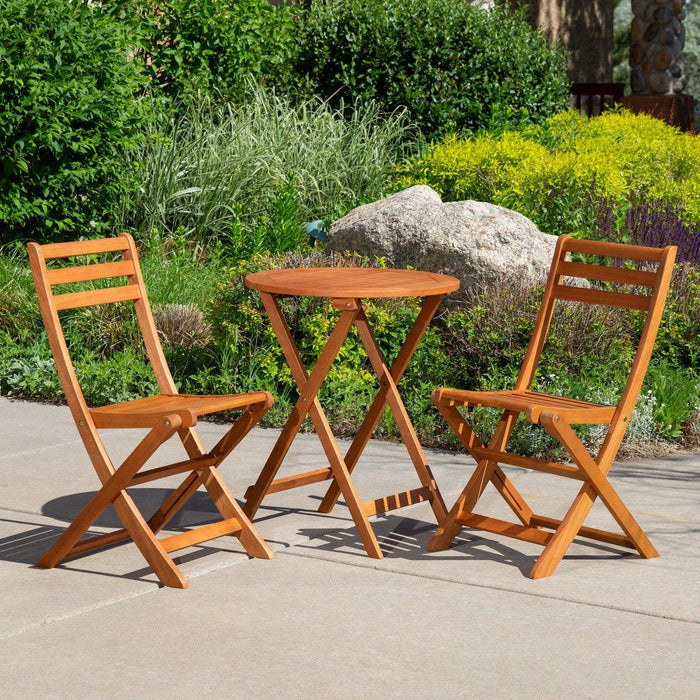 Twin Lakes Eucalyptus Outdoor 3-Piece Café Bistro Set