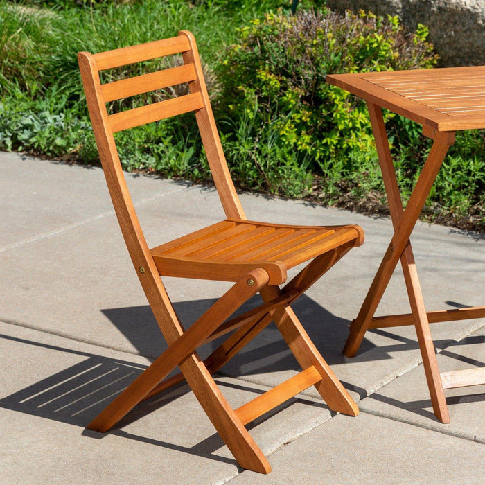 Twin Lakes Eucalyptus Outdoor 3-Piece Café Bistro Set