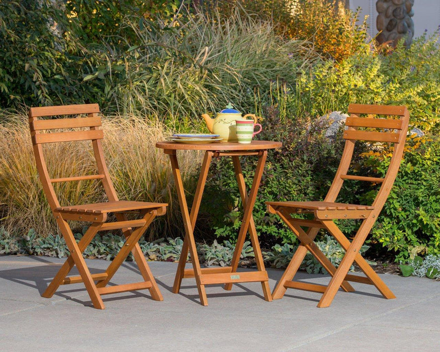 Twin Lakes Eucalyptus Outdoor 3-Piece Café Bistro Set